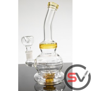 CURVED NECK ROUND BASE GLASS WATER PIPE 8inch